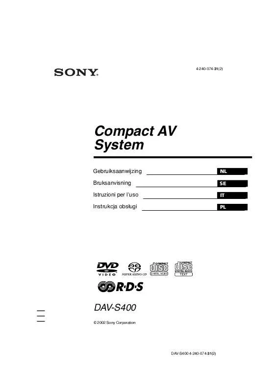 Mode d'emploi SONY DAV-S400