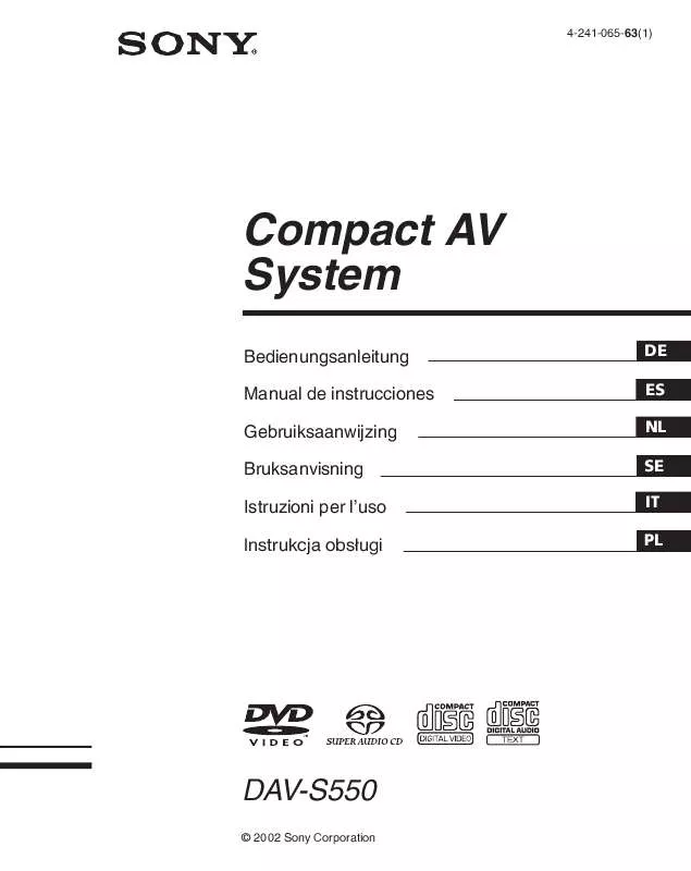 Mode d'emploi SONY DAV-S550