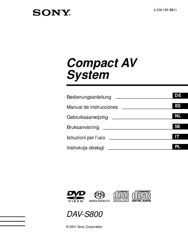 Mode d'emploi SONY DAV-S800