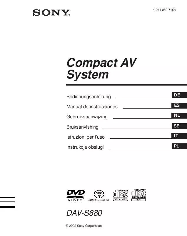 Mode d'emploi SONY DAV-S880