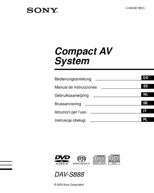 Mode d'emploi SONY DAV-S888