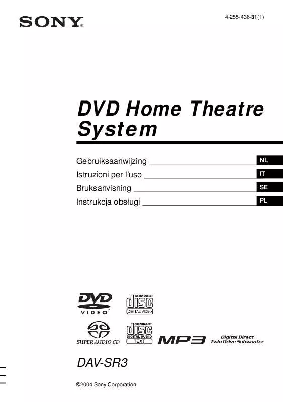 Mode d'emploi SONY DAV-SR3