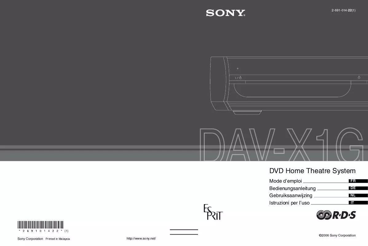 Mode d'emploi SONY DAV-X1G