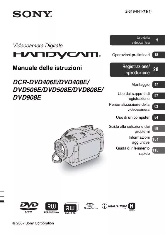 Mode d'emploi SONY DCR-DVD406E