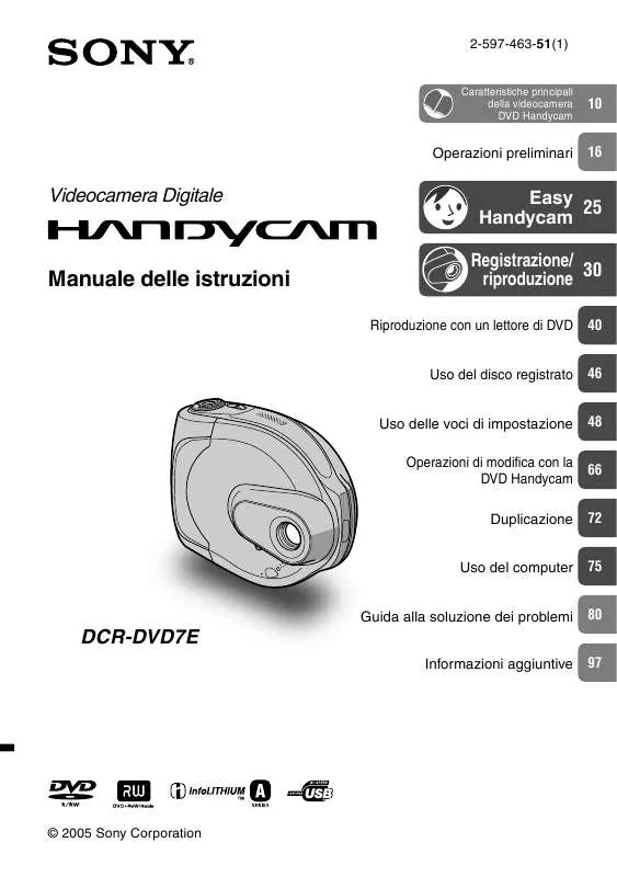 Mode d'emploi SONY DCR-DVD7E