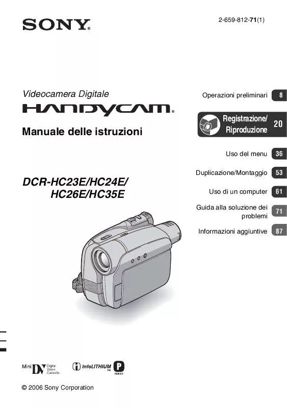 Mode d'emploi SONY DCR-HC23E