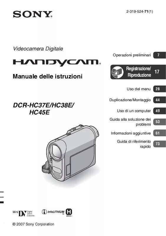 Mode d'emploi SONY DCR-HC37E