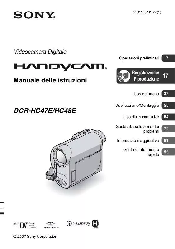 Mode d'emploi SONY DCR-HC47E