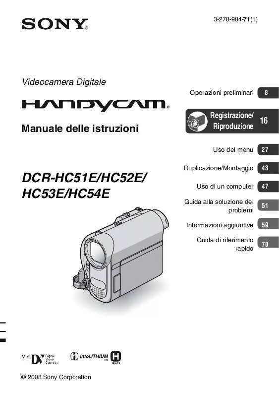 Mode d'emploi SONY DCR-HC52E