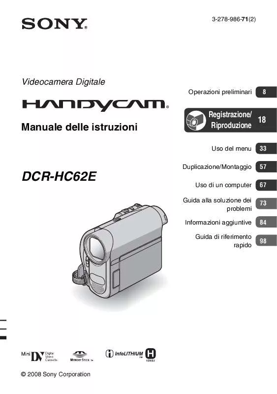 Mode d'emploi SONY DCR-HC62E