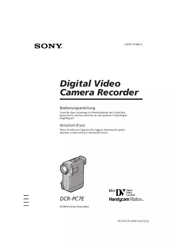 Mode d'emploi SONY DCR-PC7E