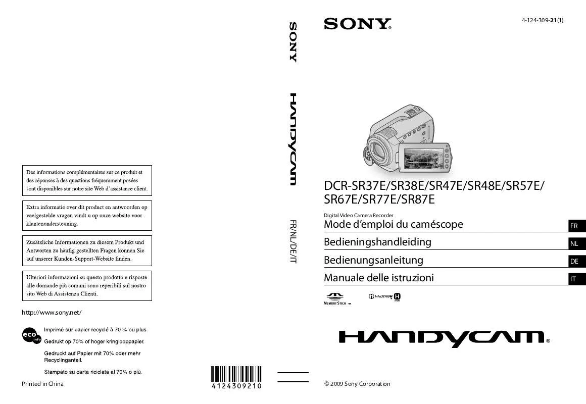 Mode d'emploi SONY DCR-SR38E