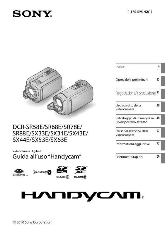 Mode d'emploi SONY DCR-SR58E