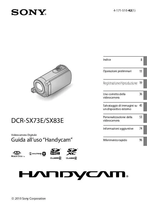 Mode d'emploi SONY DCR-SX73E