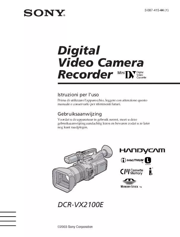 Mode d'emploi SONY DCR-VX2100E