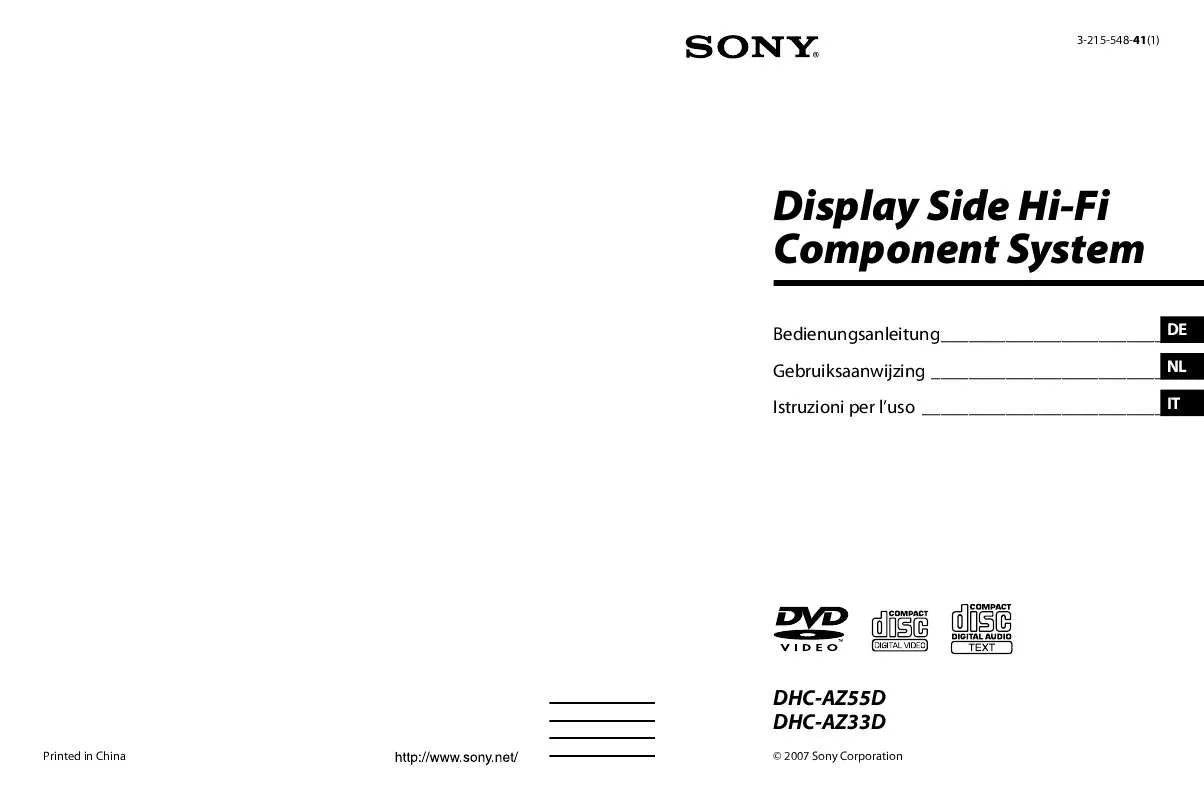 Mode d'emploi SONY DHC-AZ33D