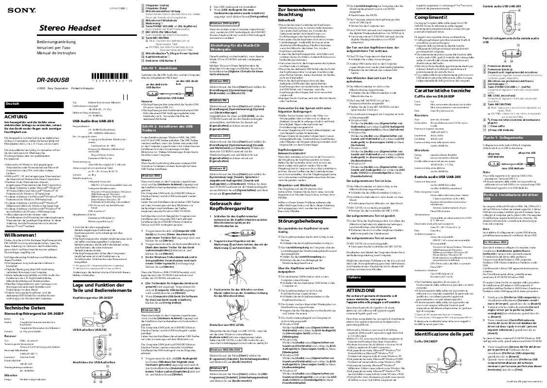 Mode d'emploi SONY DR-260USB