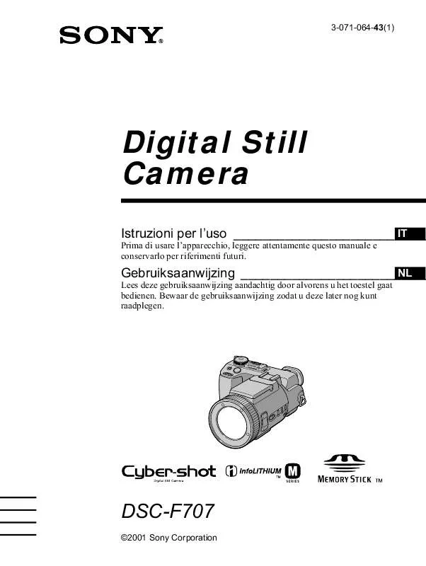 Mode d'emploi SONY CYBER-SHOT DSC-F707