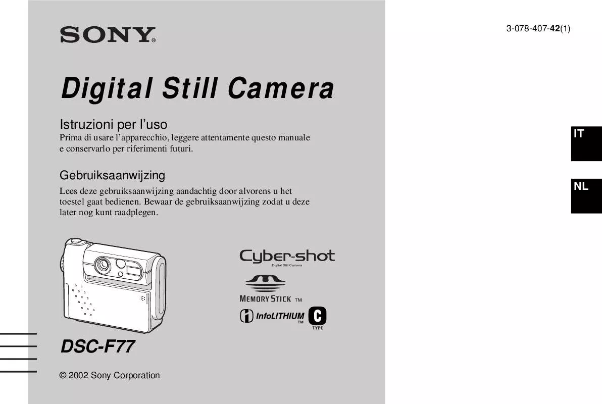 Mode d'emploi SONY CYBER-SHOT DSC-F77