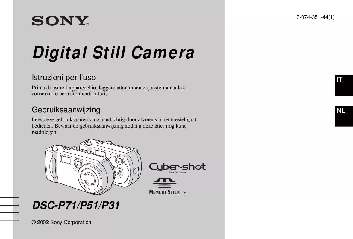 Mode d'emploi SONY CYBER-SHOT DSC-P31