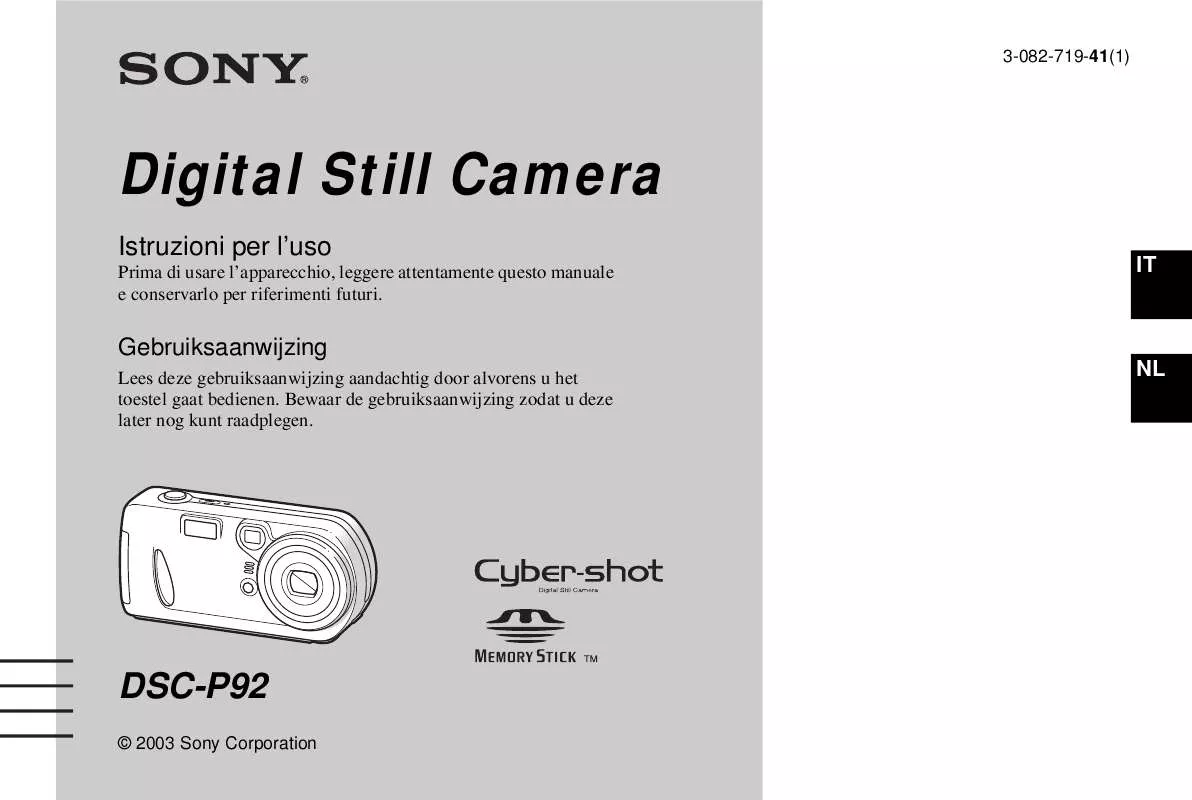 Mode d'emploi SONY CYBER-SHOT DSC-P92