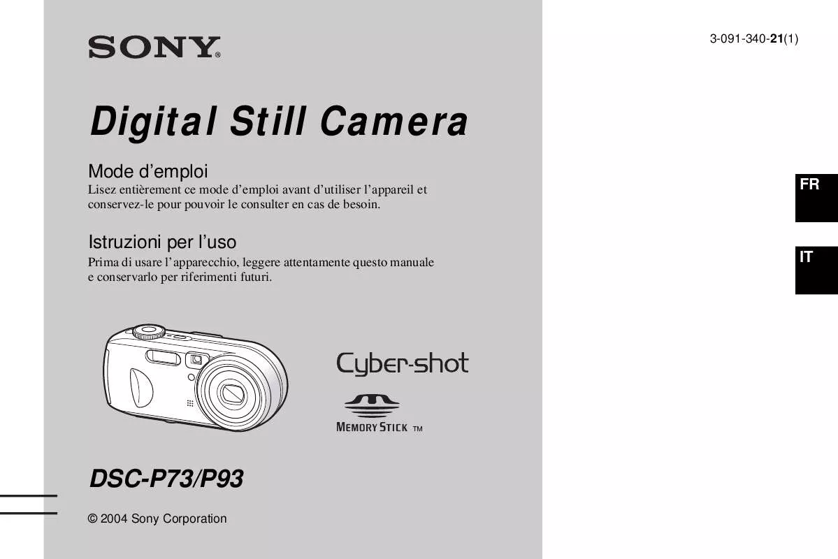 Mode d'emploi SONY CYBER-SHOT DSC-P93