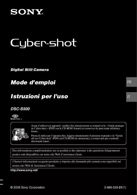 Mode d'emploi SONY CYBER-SHOT DSC-S500