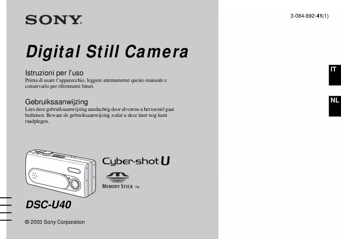 Mode d'emploi SONY CYBER-SHOT DSC-U40