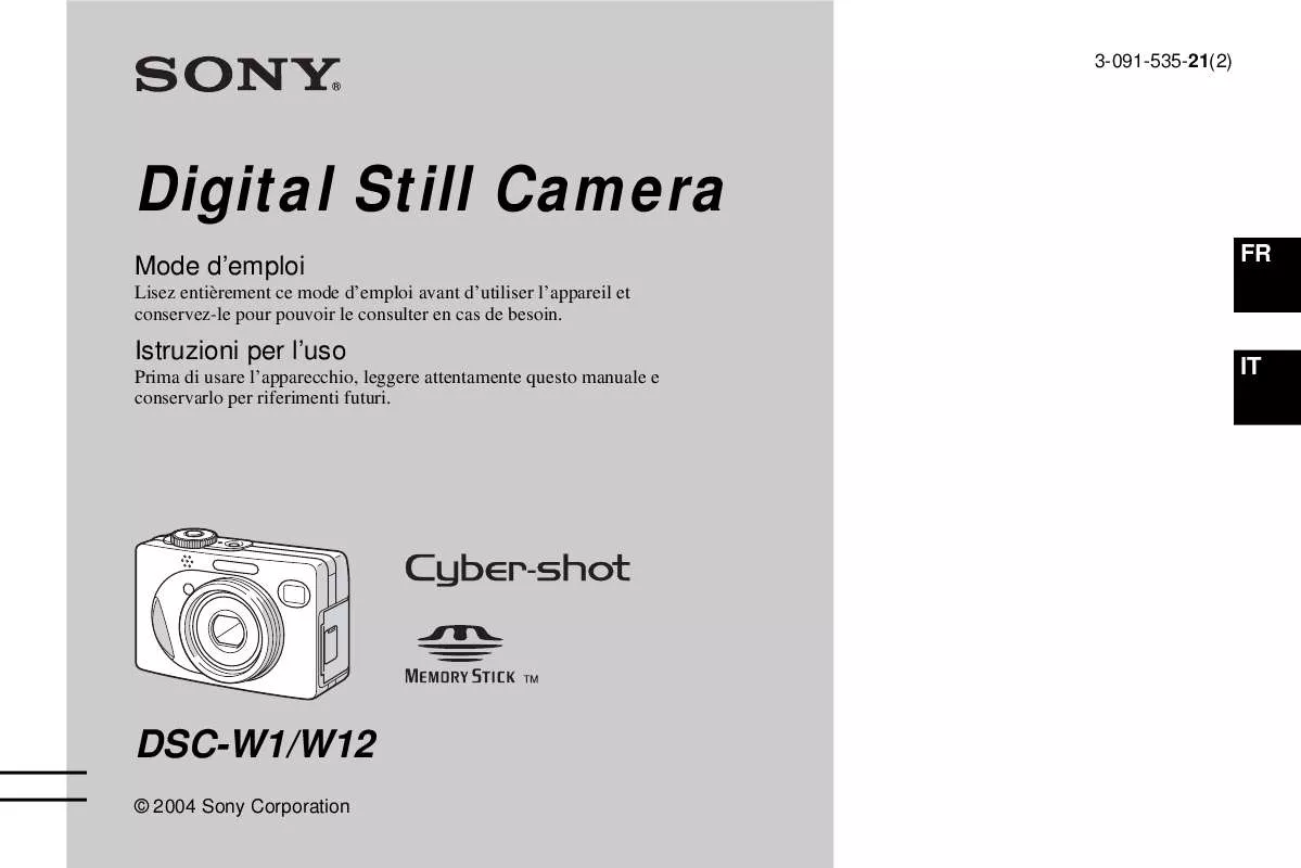 Mode d'emploi SONY CYBER-SHOT DSC-W1