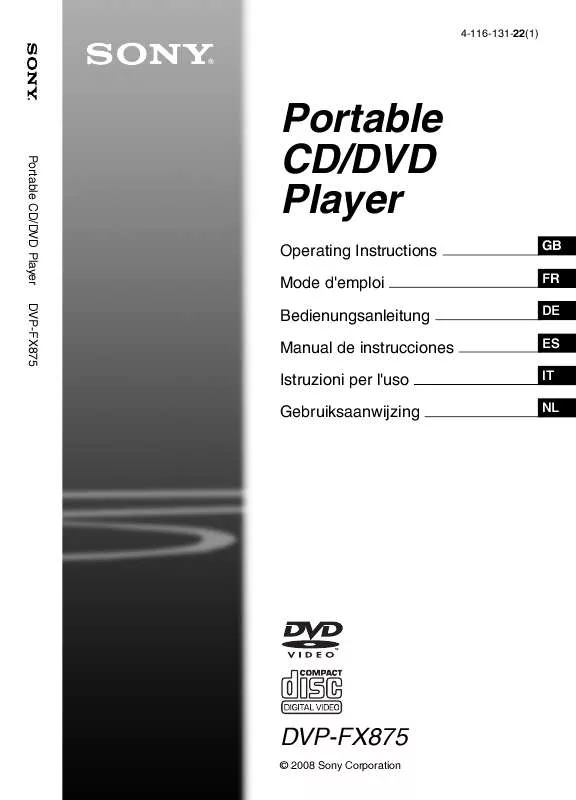 Mode d'emploi SONY DVP-FX875