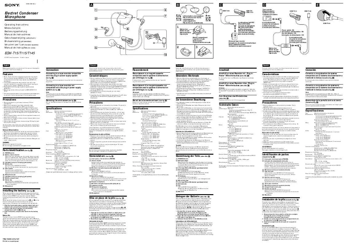 Mode d'emploi SONY ECM-T145