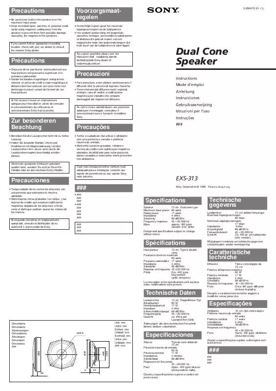 Mode d'emploi SONY EXS-313