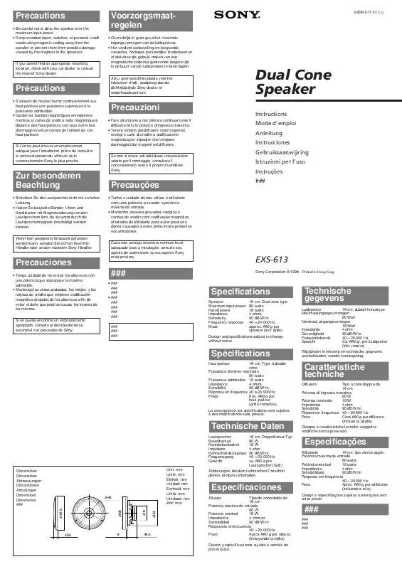 Mode d'emploi SONY EXS-613