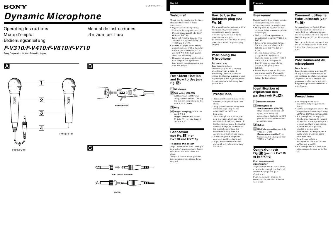 Mode d'emploi SONY F-V310