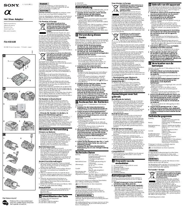 Mode d'emploi SONY FA-HS1AM