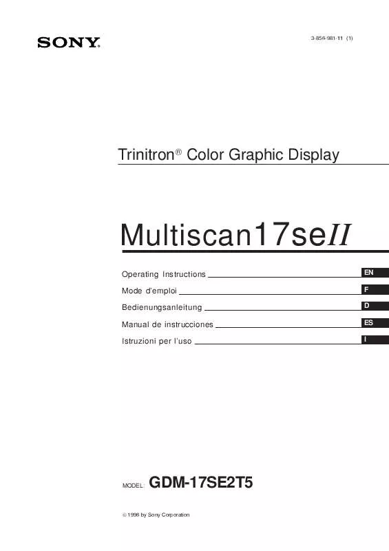 Mode d'emploi SONY GDM-20SE2T5