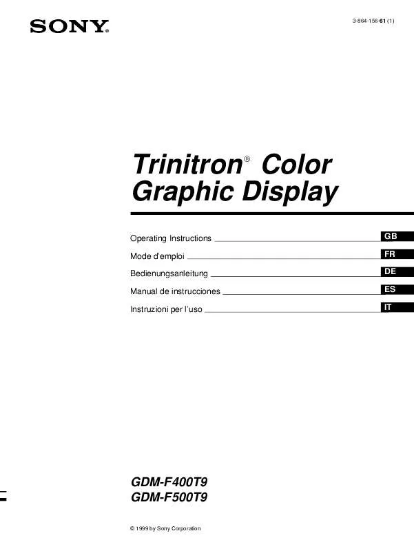 Mode d'emploi SONY GDM-F400T9