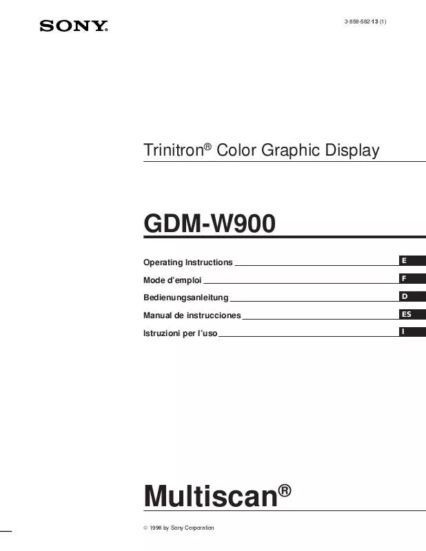 Mode d'emploi SONY GDM-W900