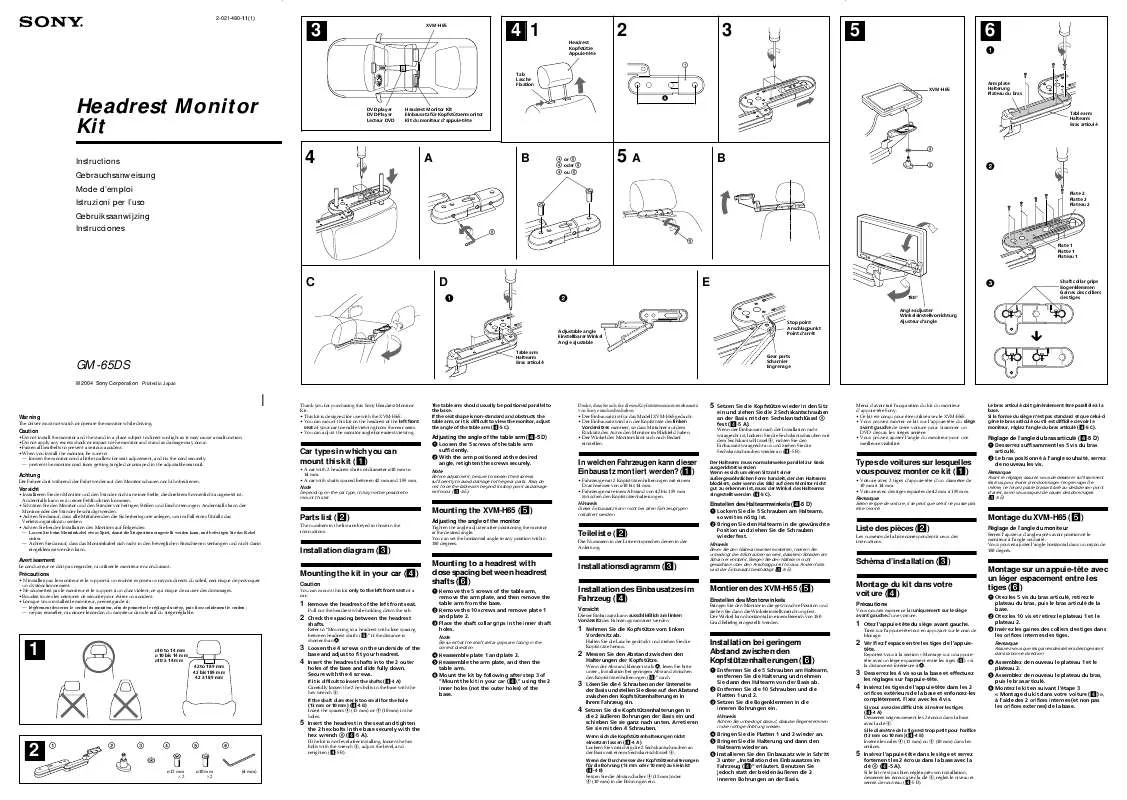 Mode d'emploi SONY GM-65DS