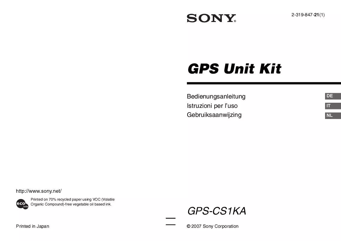 Mode d'emploi SONY GPS-CS1KA