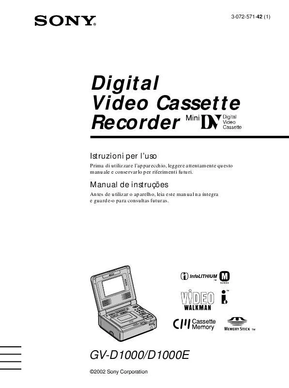 Mode d'emploi SONY GV-D1000