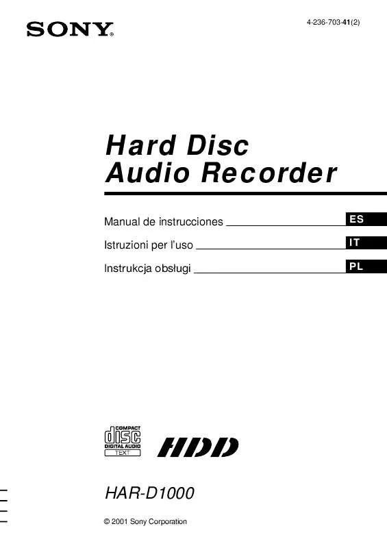 Mode d'emploi SONY HAR-D1000