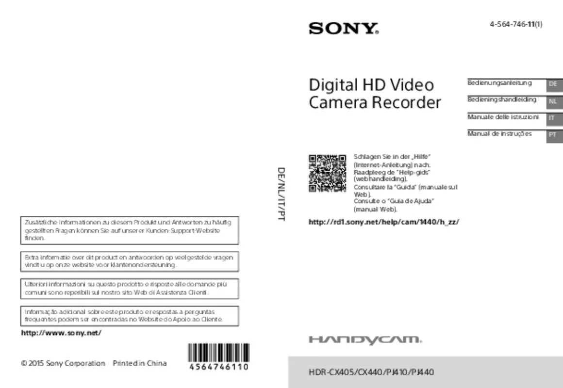 Mode d'emploi SONY HDR-CX405