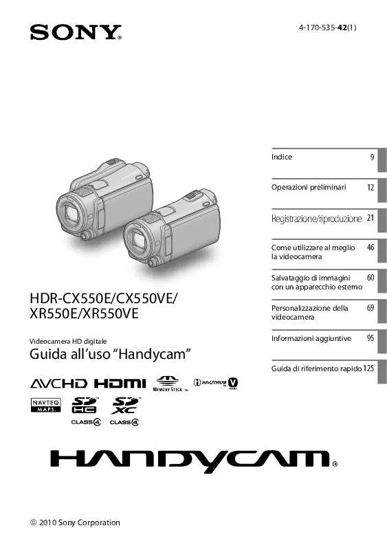 Mode d'emploi SONY HDR-CX550E