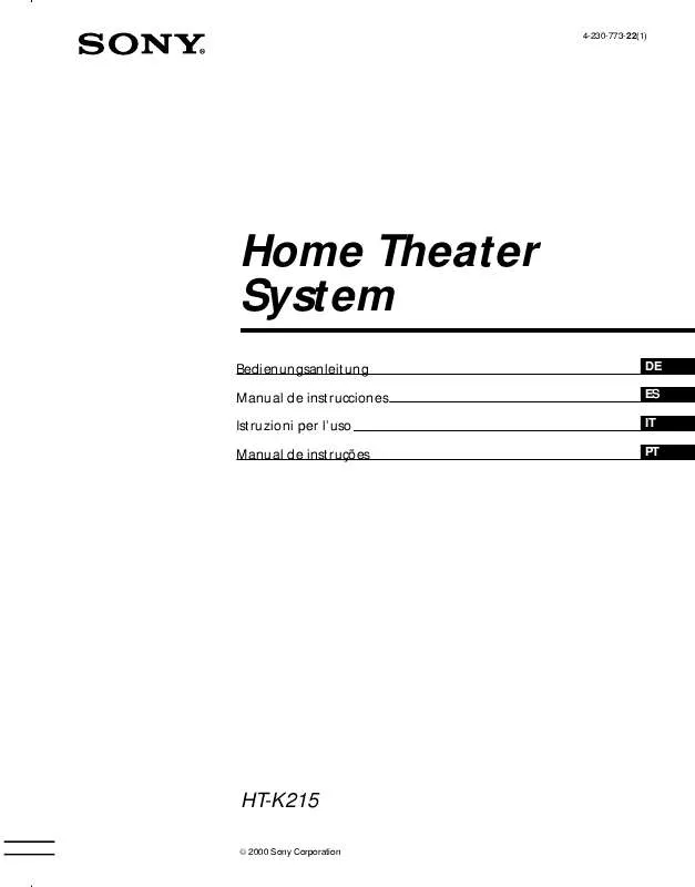 Mode d'emploi SONY HT-K215