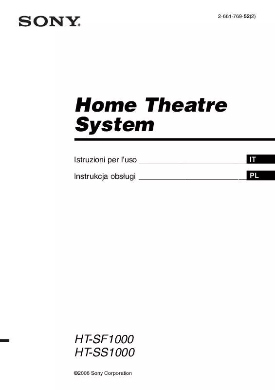 Mode d'emploi SONY HT-SF1000