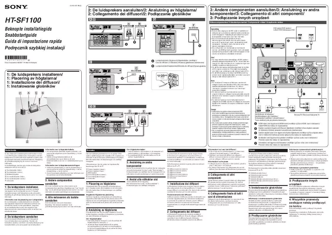 Mode d'emploi SONY HT-SF1100