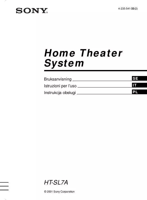 Mode d'emploi SONY HT-SL7A