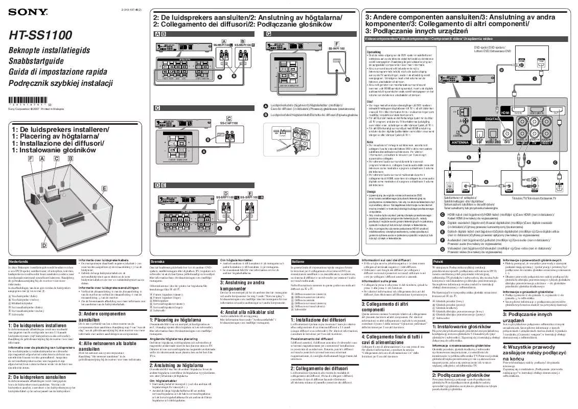 Mode d'emploi SONY HT-SS1100