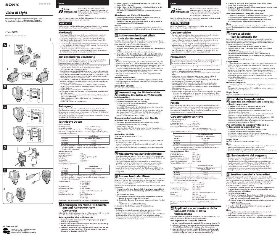 Mode d'emploi SONY HVL-HIRL